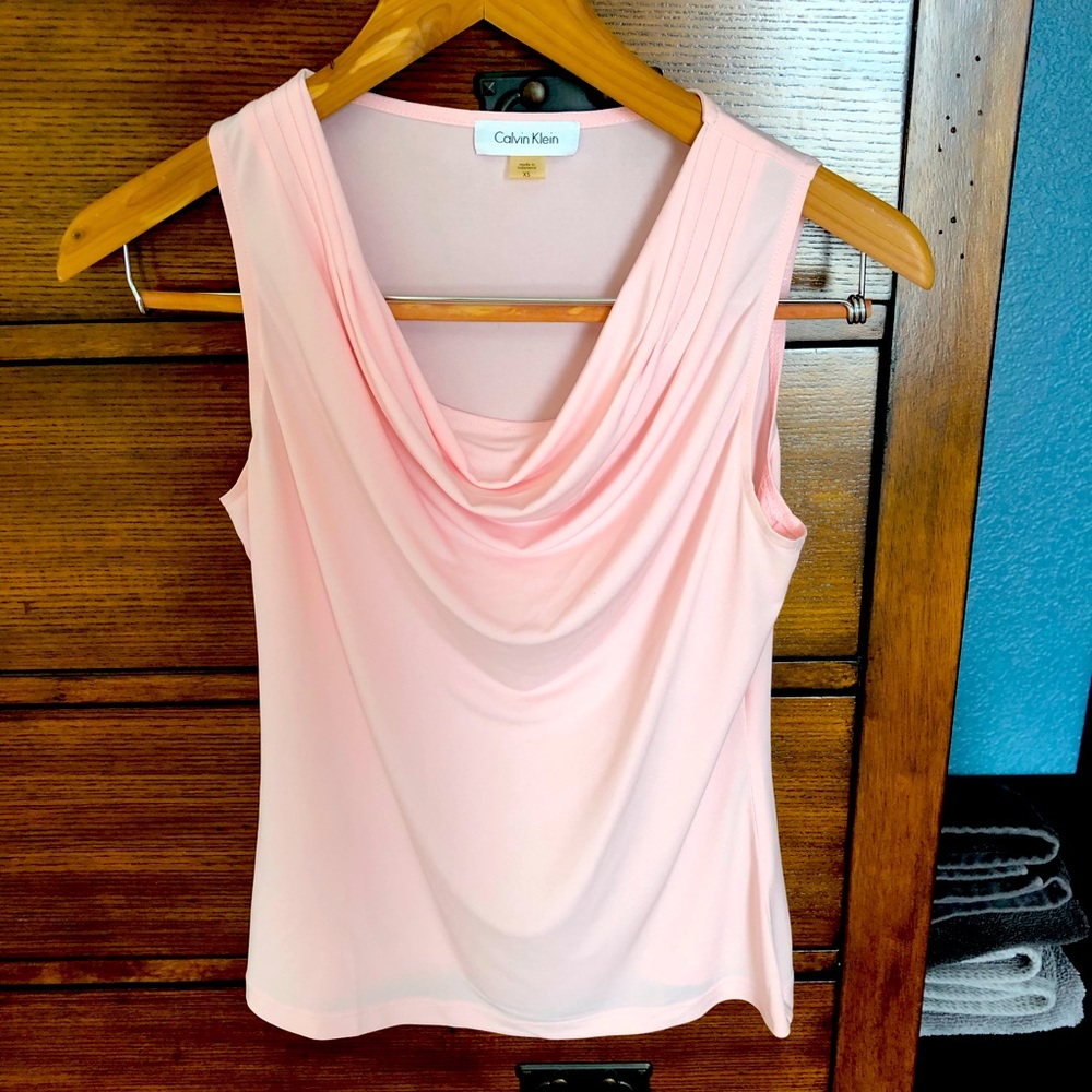 Calvin Klein Scoop Neck Rose Pink Blouse, GORGEOUS!!, Size XS / Extra Small